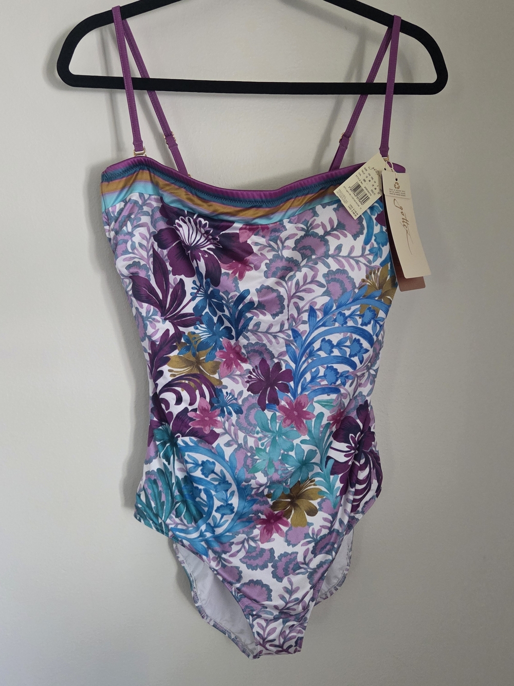 Gottex NWT Bali Floral Strapless One-Piece Swimsuit size 16 Retail $178